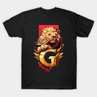 Lion Banner with a Golden Letter G - Fantasy T-Shirt